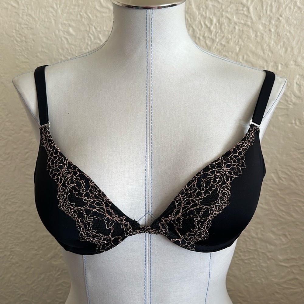 Soma Black Memorable Push-Up Lace Trim Bra 32c